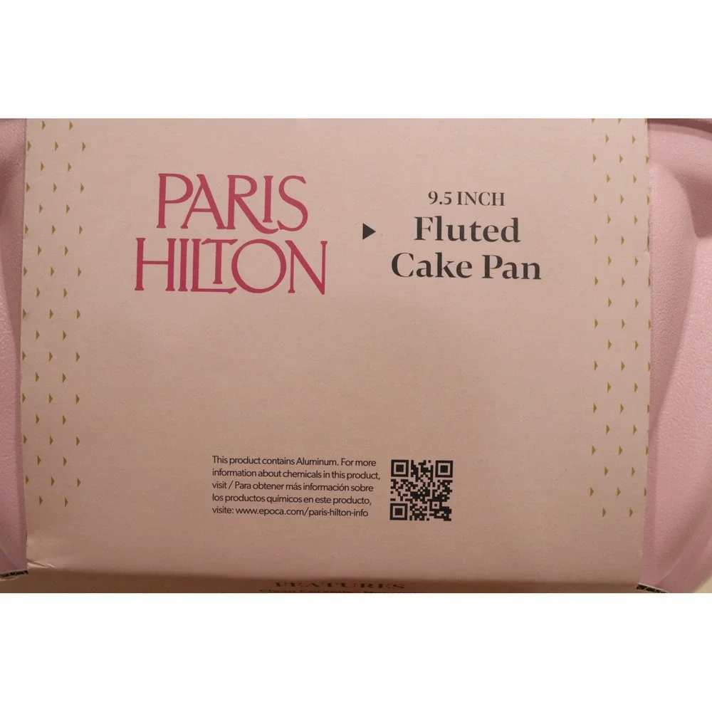 Paris Hilton 9.5 Inch Heart Shaped Fluted Cake Pan Pink Nonstick Ceramic